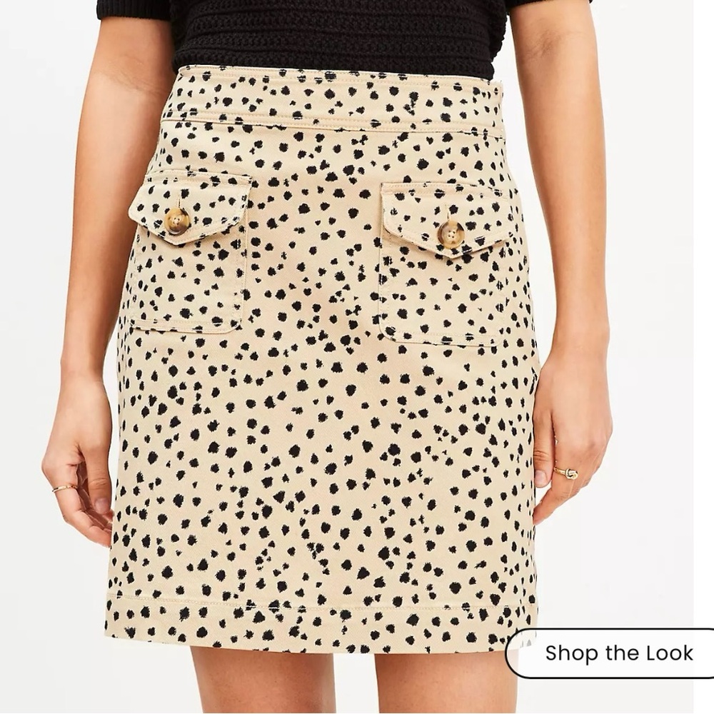 LOFT Cheetah Print Twill Mini Pocket Skirt